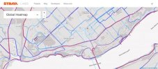 Exemple de consolidation de données dans Strava avec le Heatmap global