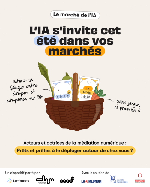 Visuel de la campagne « le marché de l'IA » titrant : L'IA s'invite cet été dans vos marchés ! 